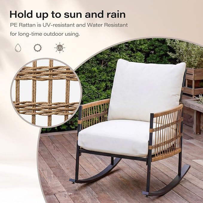 3-Piece Patio Rocking Chair Set